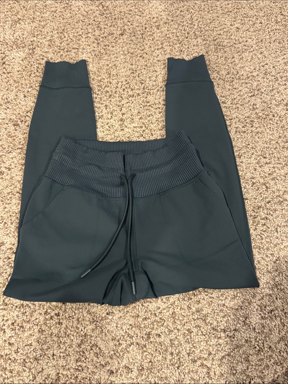 Avalanche Ribbed Waistband Active Leggings - Hunter Green Color